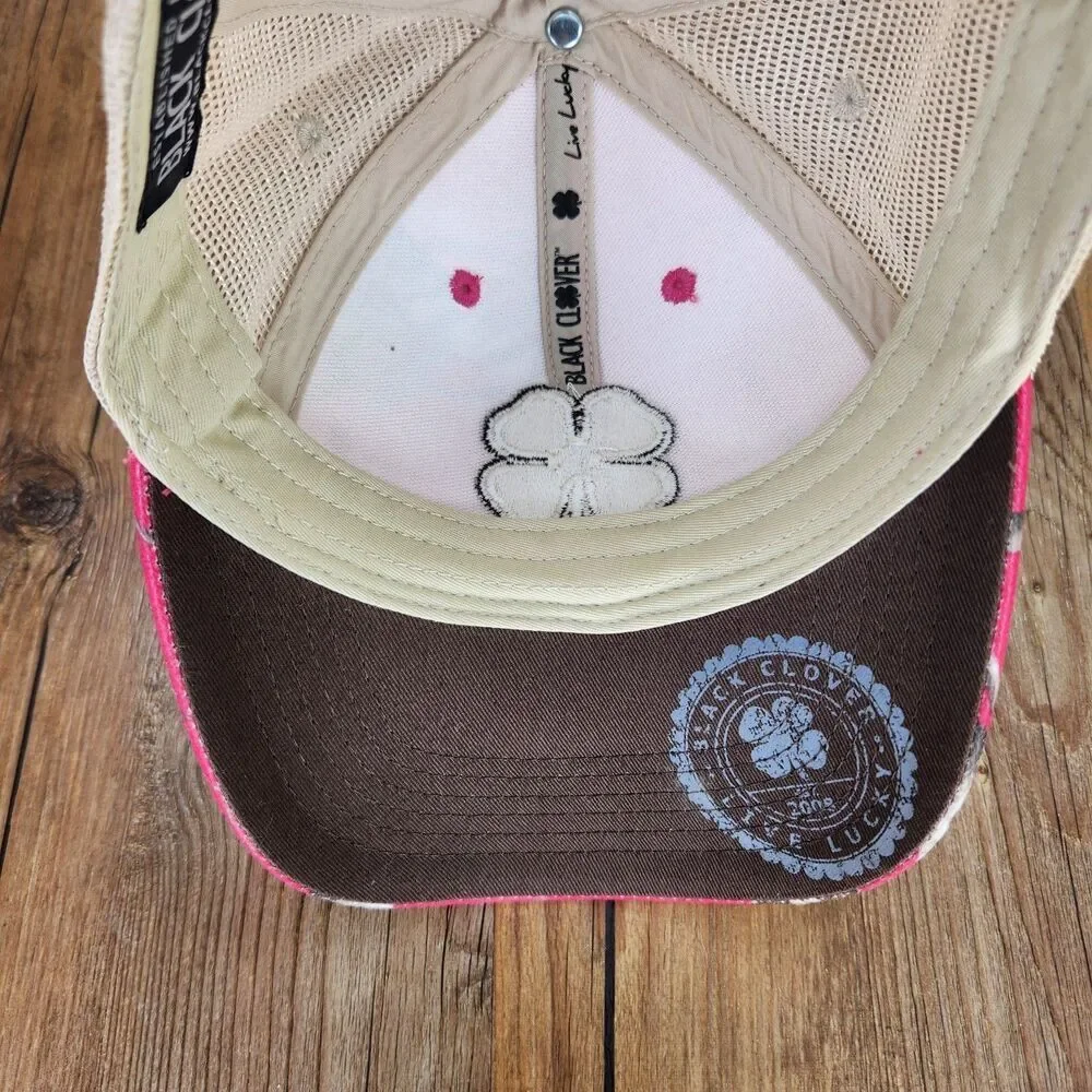 Black Clover Live Lucky Realtree Trucker Hat Pink Woods Snapback Mesh Womens Cap